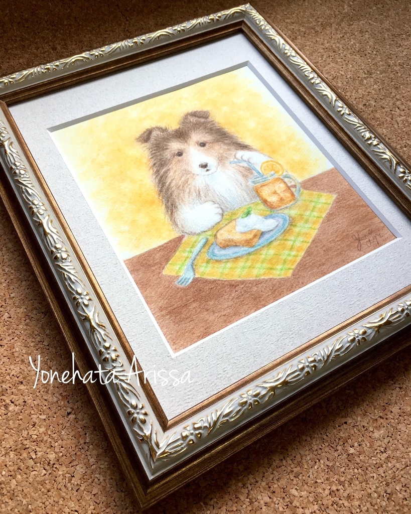 原画作品「シェルティのカフェタイム」
