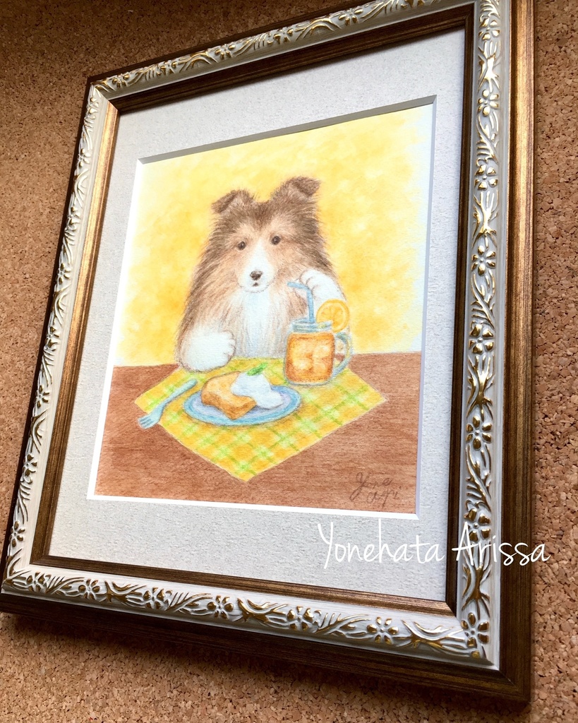 原画作品「シェルティのカフェタイム」
