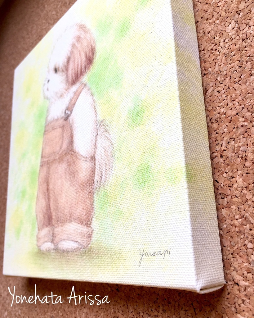 複製画「茶色のオーバーオールシーズー」キャンバスS0サイズ