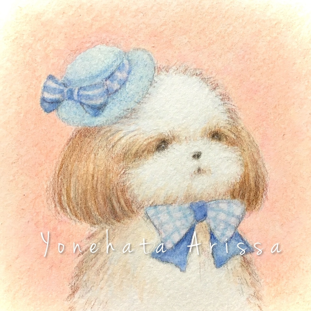 原画作品「ブルーのリボンの帽子のシーズー」