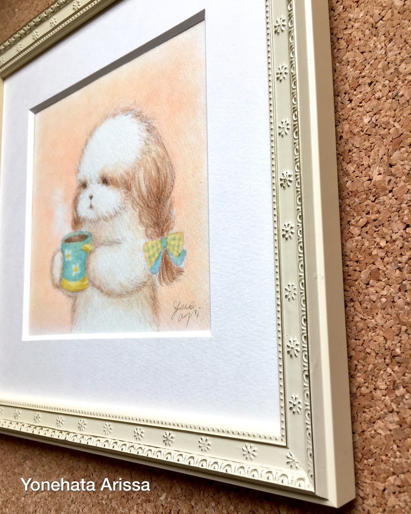 原画作品「おさげのシーズーとマグカップ」