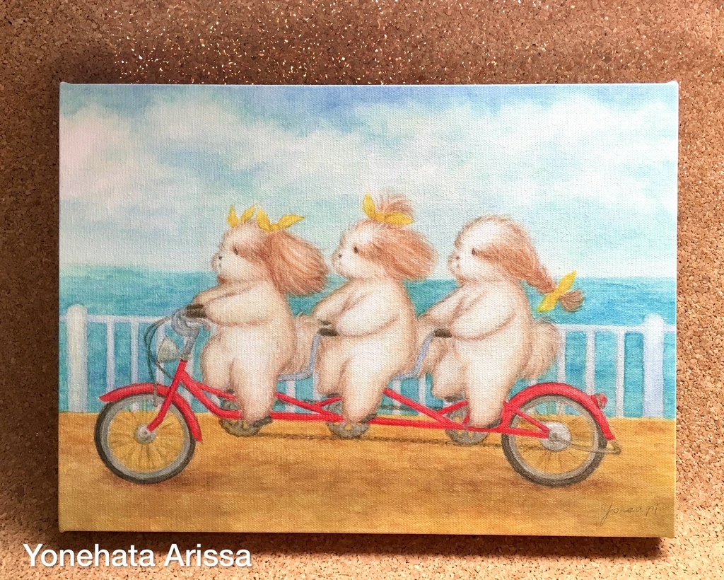 複製画「シーサイド・サイクリング・シーズー」キャンバスF4サイズ