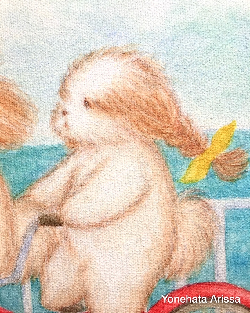 複製画「シーサイド・サイクリング・シーズー」キャンバスF4サイズ