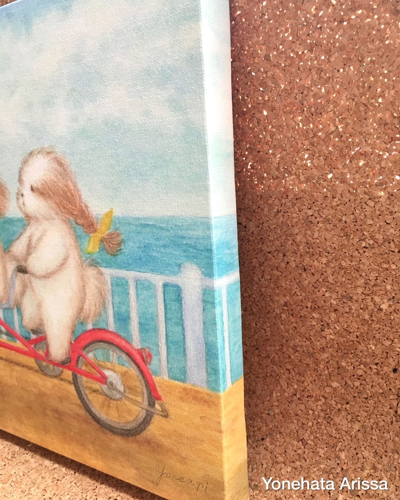 複製画「シーサイド・サイクリング・シーズー」キャンバスF4サイズ