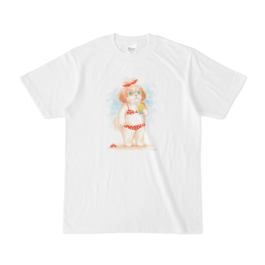 Tシャツ「サングラスのビキニシーズー」ホワイト