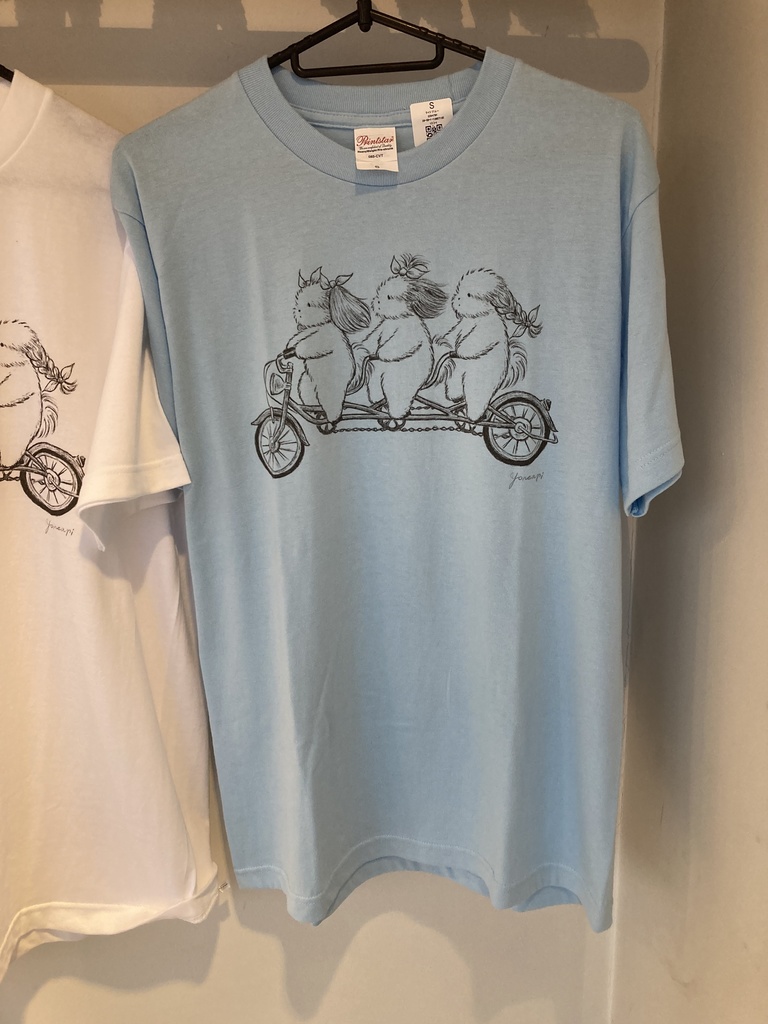 カラーTシャツ「サイクリング・シーズー」ライトブルー/ライトピンク