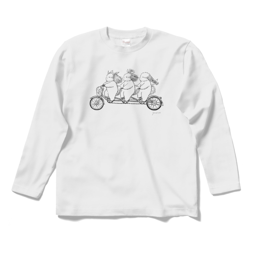ロングスリーブTシャツ「サイクリング・シーズー」ホワイト/ライトピンク