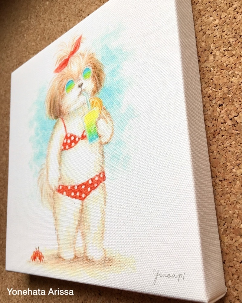 複製画「サングラスのビキニシーズー」キャンバスS0サイズ