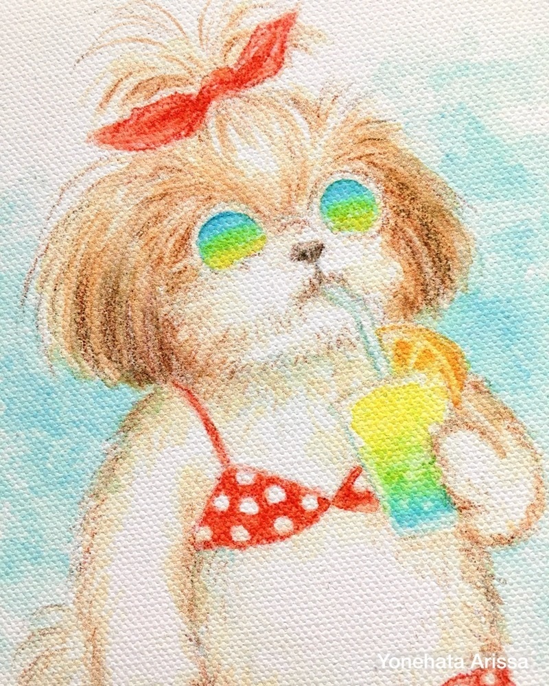 複製画「サングラスのビキニシーズー」キャンバスS0サイズ