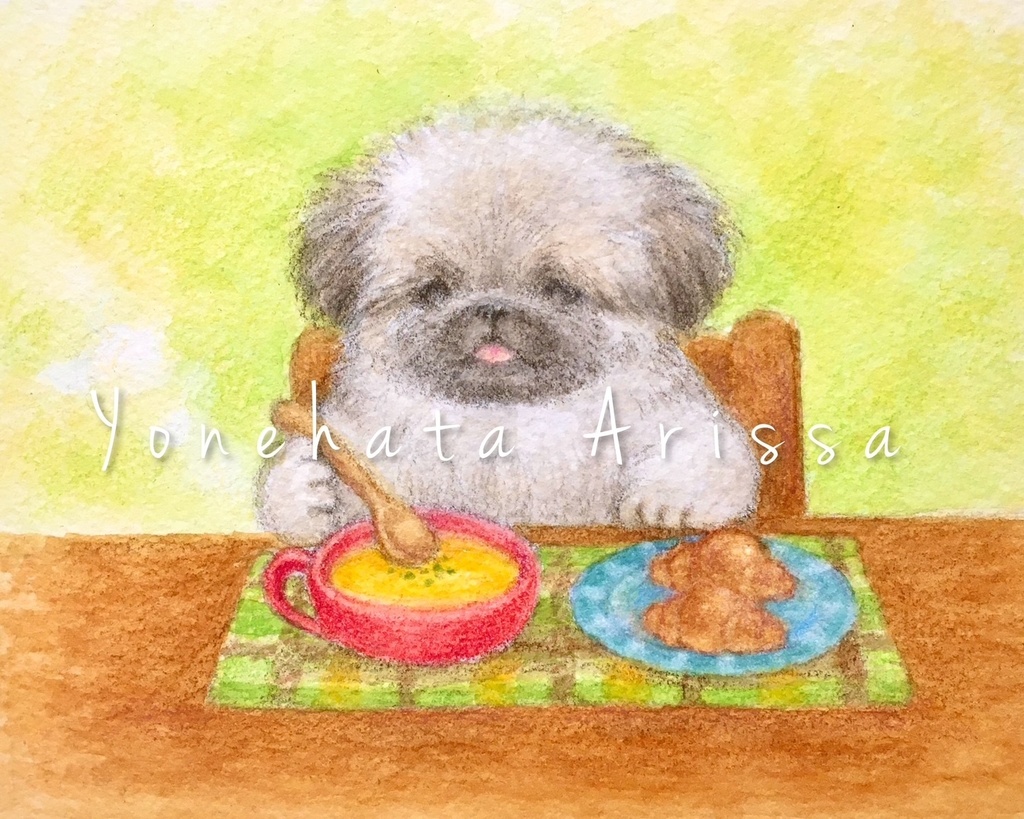 原画作品「ペキニーズとパンとポタージュスープ」