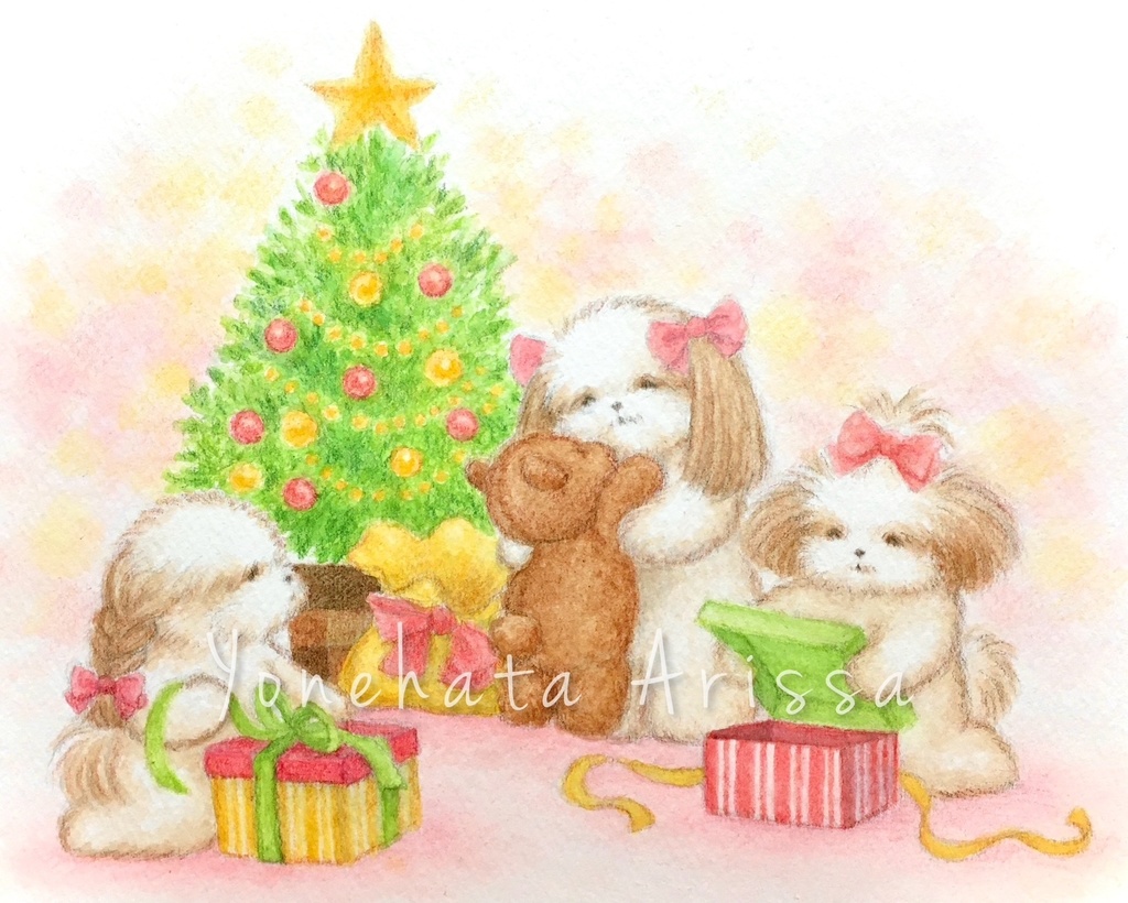 原画作品「シーズーたちのクリスマス」
