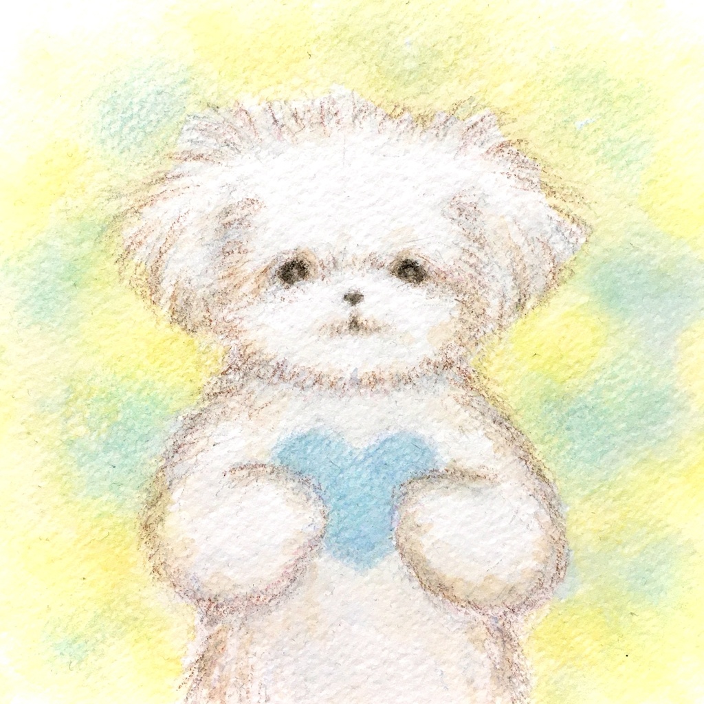 原画作品「マルチーズとブルーのハート」