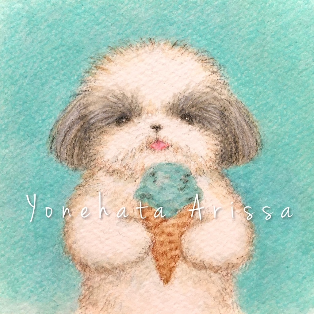 原画作品「シーズーとチョコミントアイス」