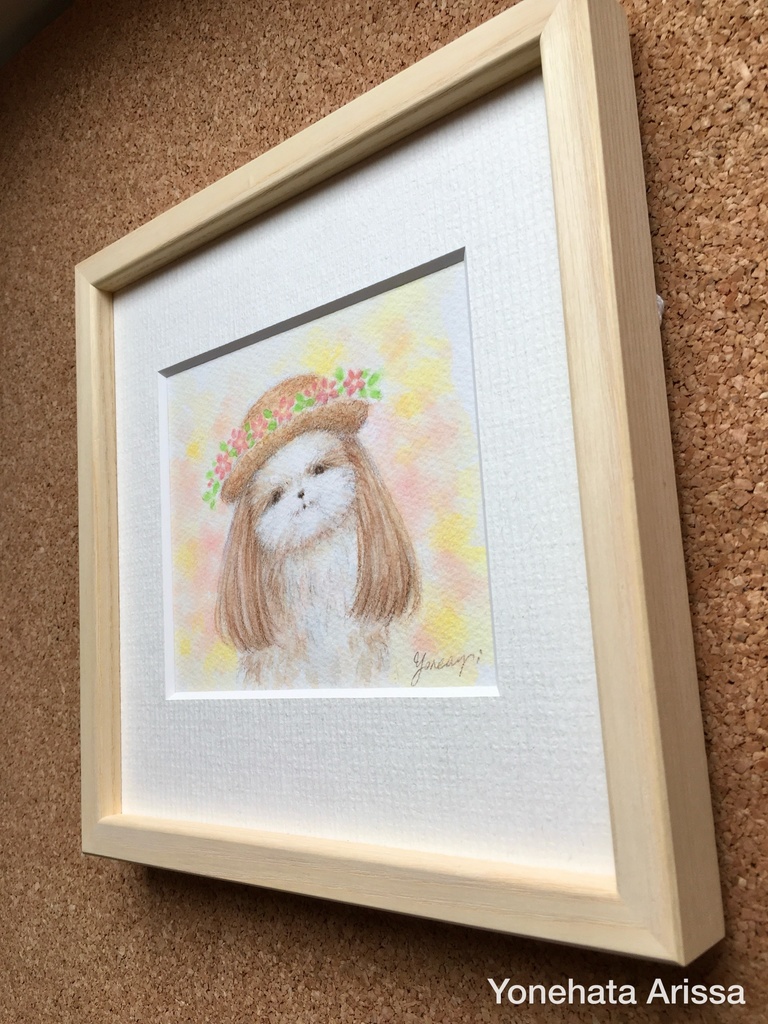 原画作品「お花の麦わら帽子のシーズー」