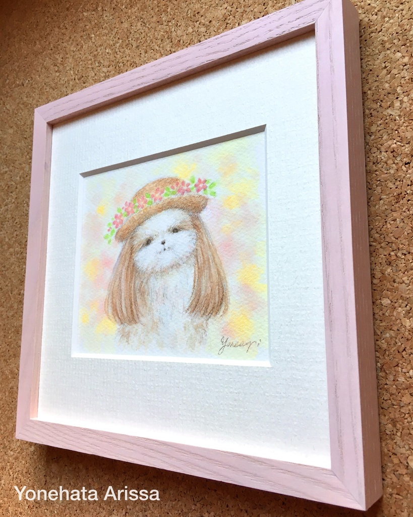 原画作品「お花の麦わら帽子のシーズー」