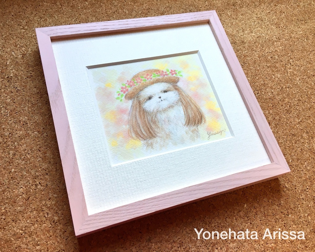 原画作品「お花の麦わら帽子のシーズー」