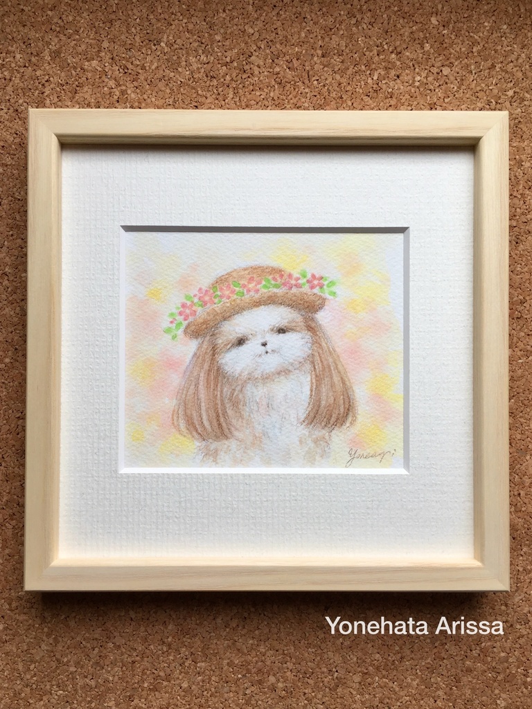 原画作品「お花の麦わら帽子のシーズー」