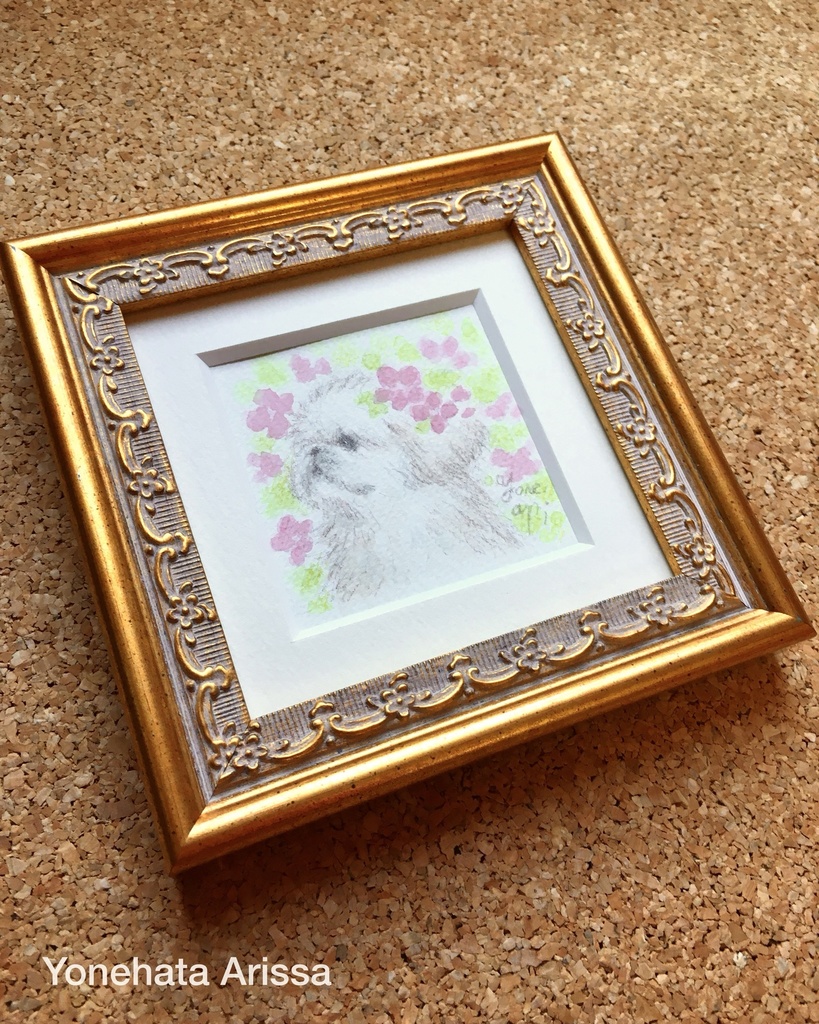 原画作品「お花とペキニーズ」