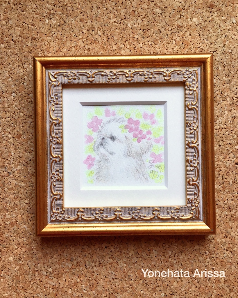 原画作品「お花とペキニーズ」
