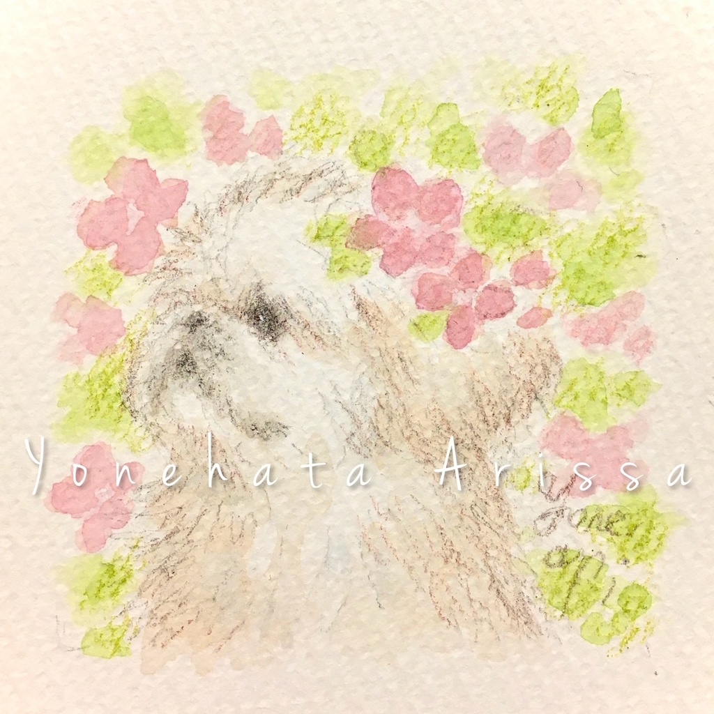原画作品「お花とペキニーズ」