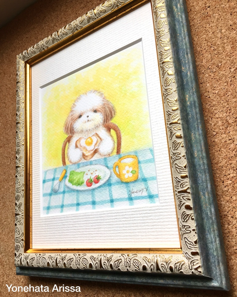 原画作品「シーズーと目玉焼きトースト」