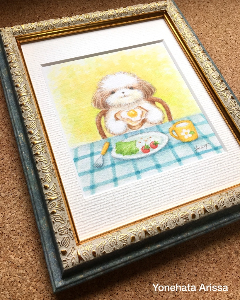 原画作品「シーズーと目玉焼きトースト」