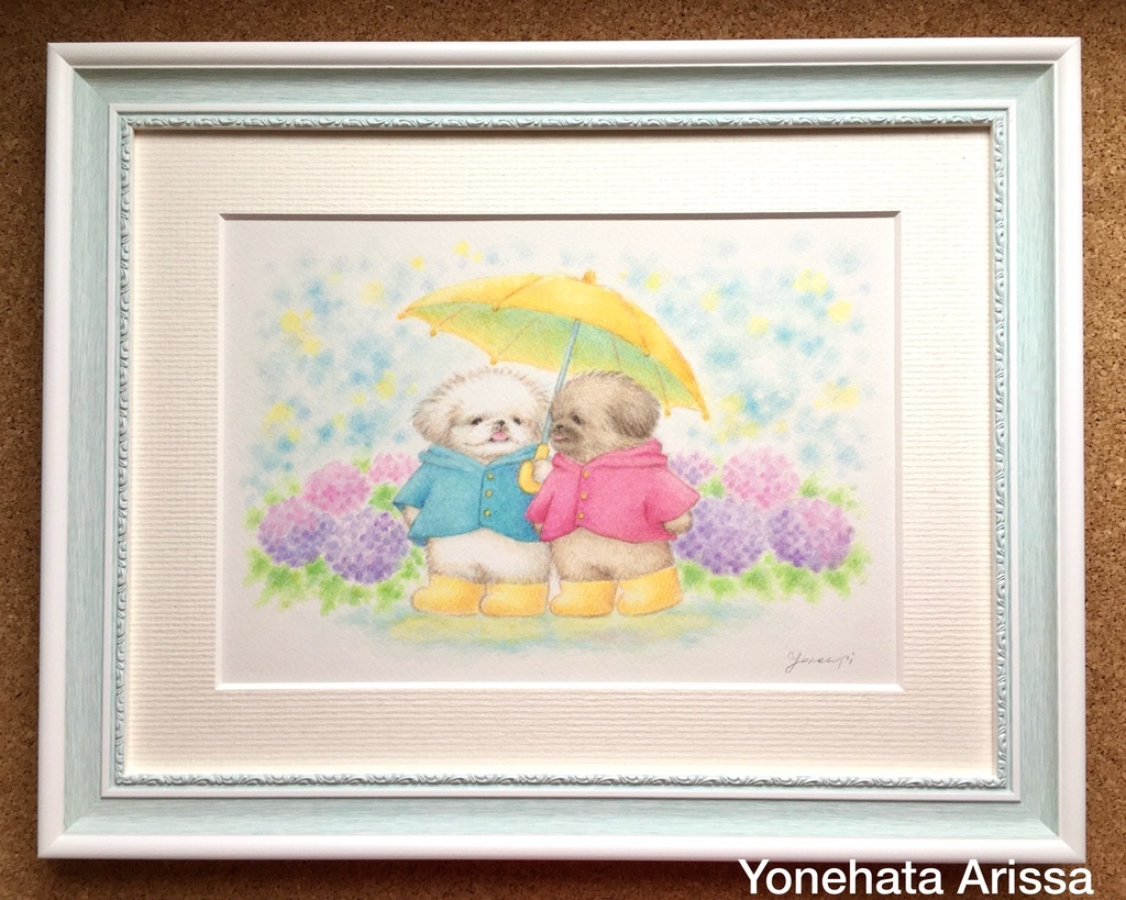 原画作品「雨の日のペキニーズたち」