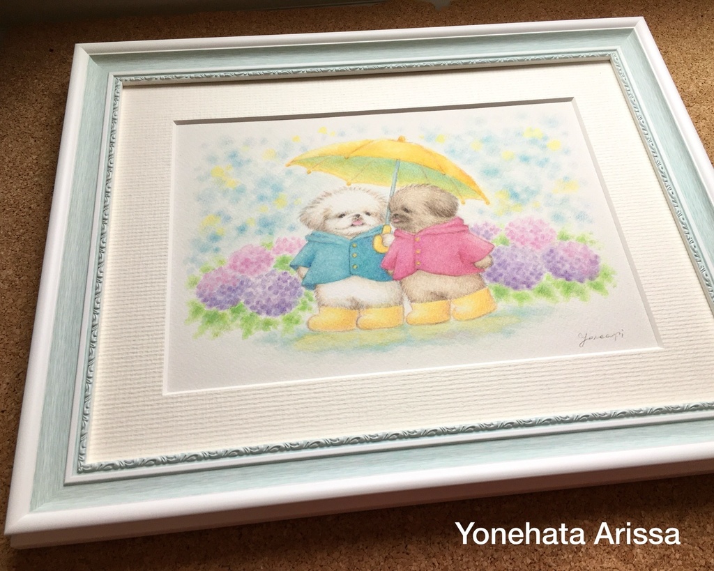 原画作品「雨の日のペキニーズたち」