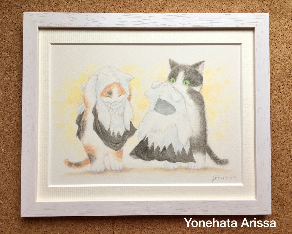 原画作品「ハロウィンの衣装を着る猫たち」