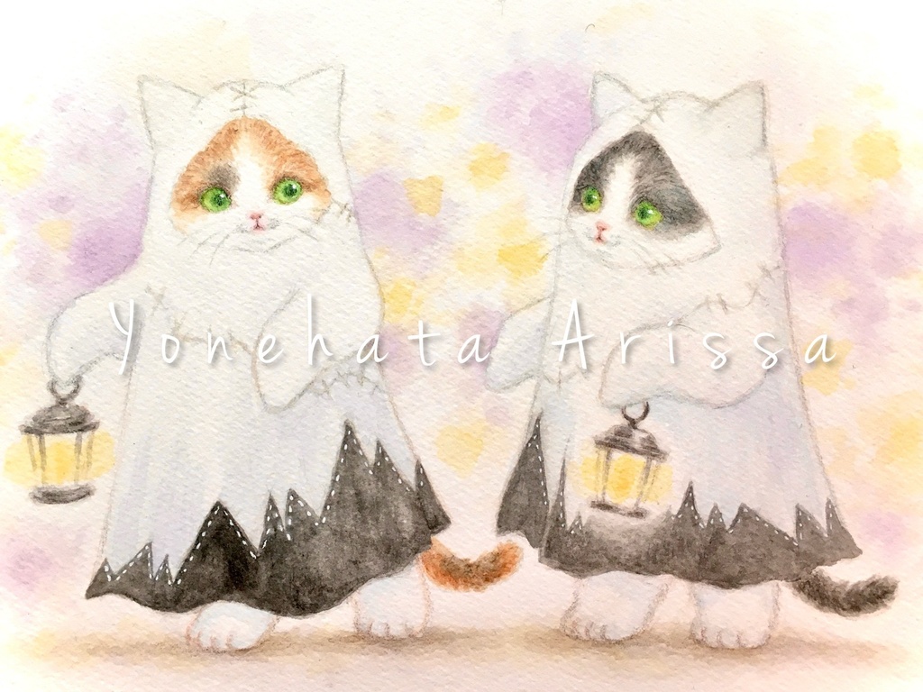 原画作品「ハロウィンに繰り出す猫たち」