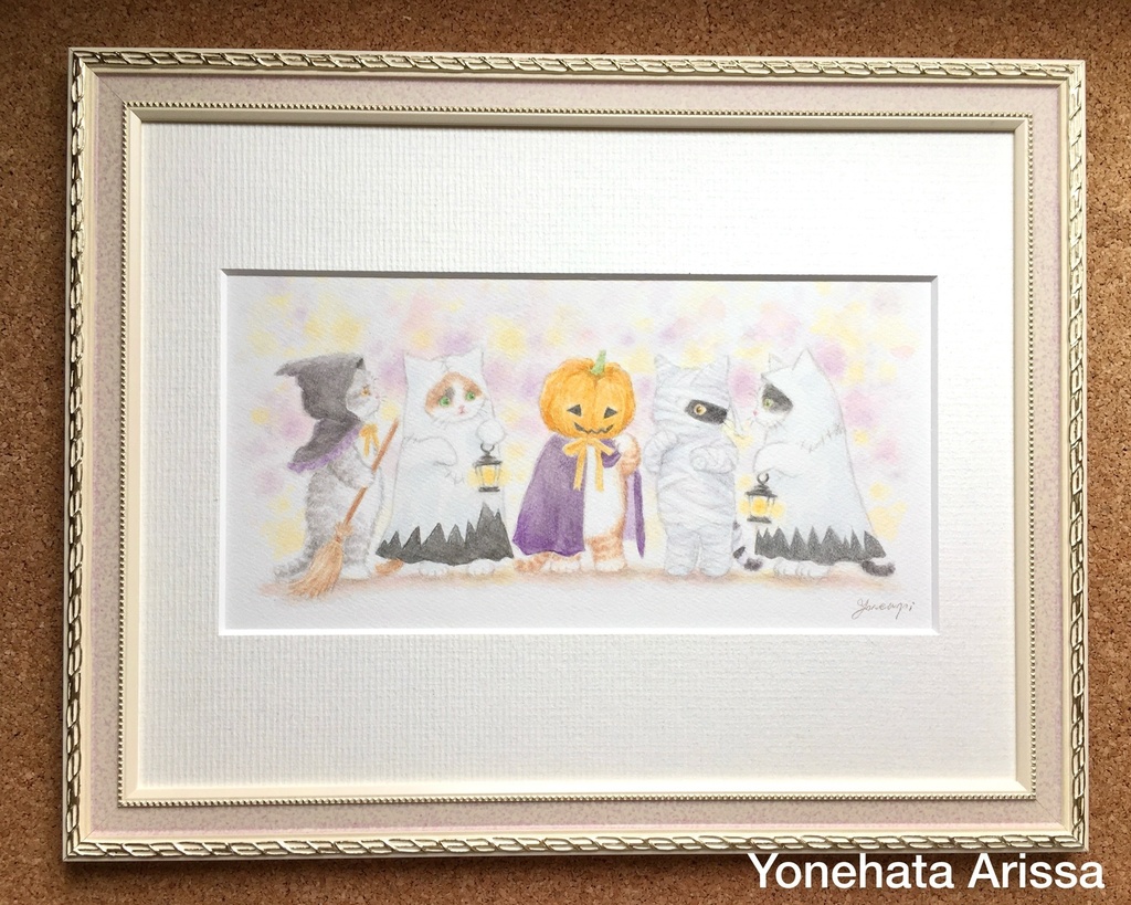 原画作品「ハロウィンに集う猫たち」