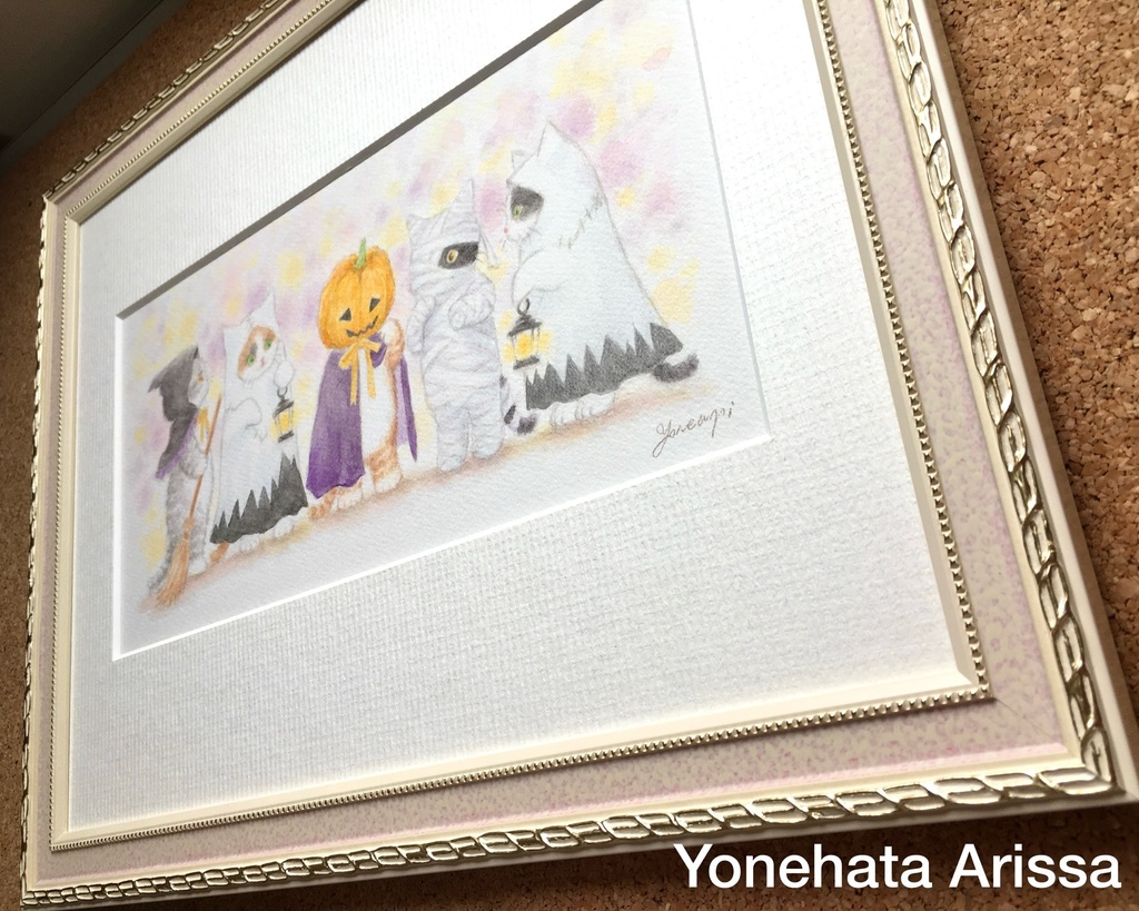 原画作品「ハロウィンに集う猫たち」
