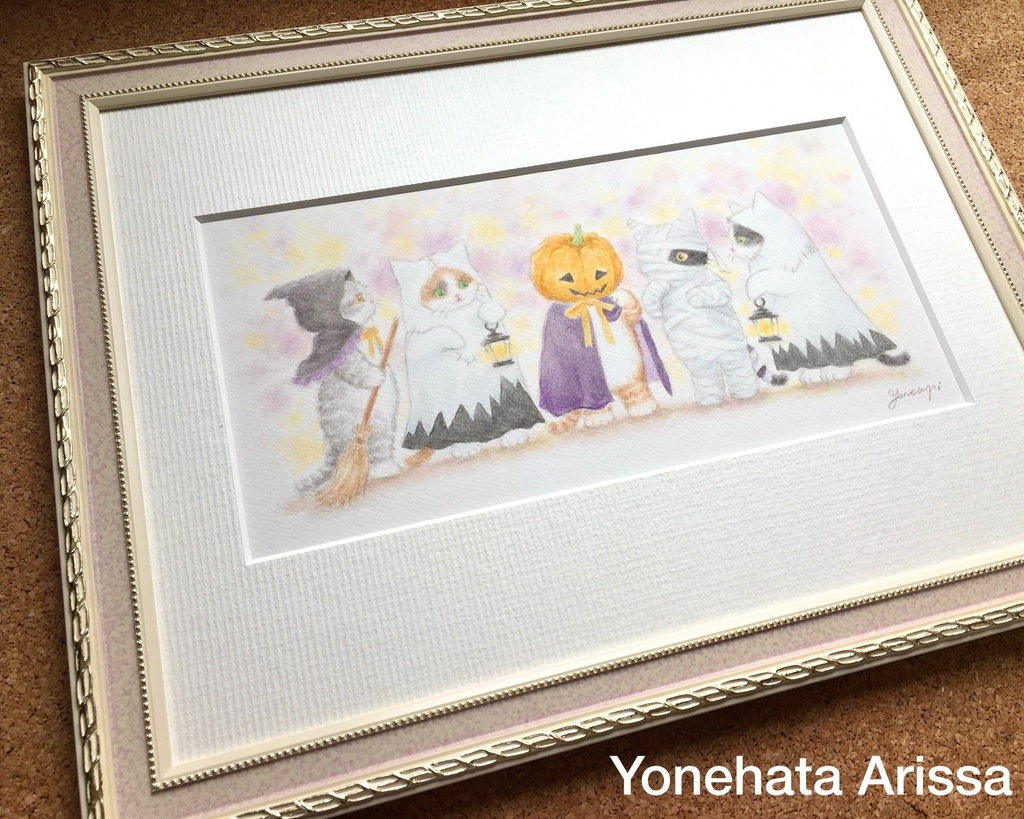 原画作品「ハロウィンに集う猫たち」