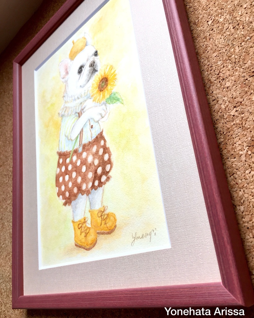 原画作品「フレンチブルとひまわり」