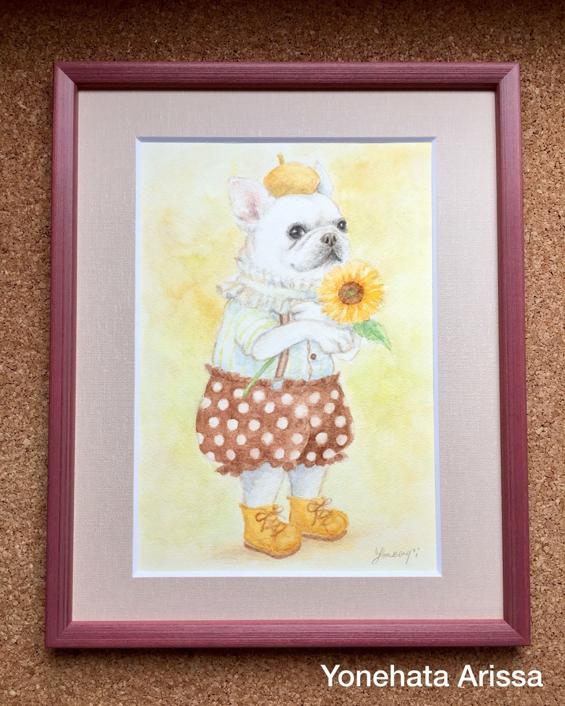 原画作品「フレンチブルとひまわり」
