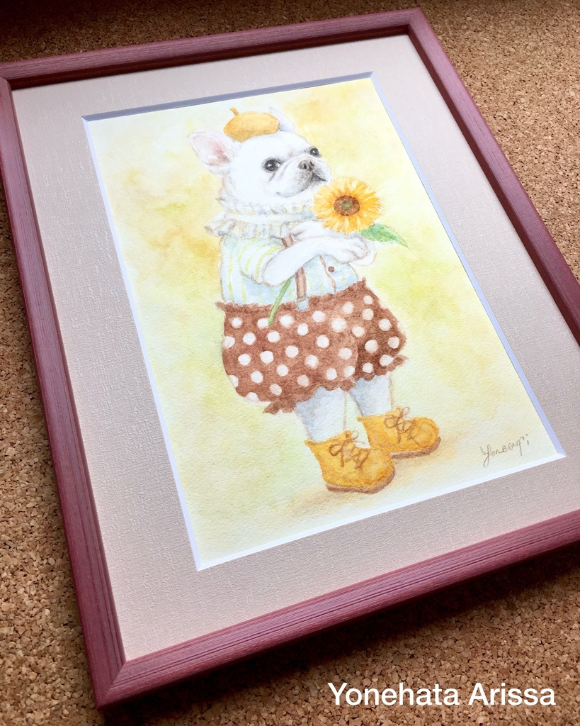 原画作品「フレンチブルとひまわり」
