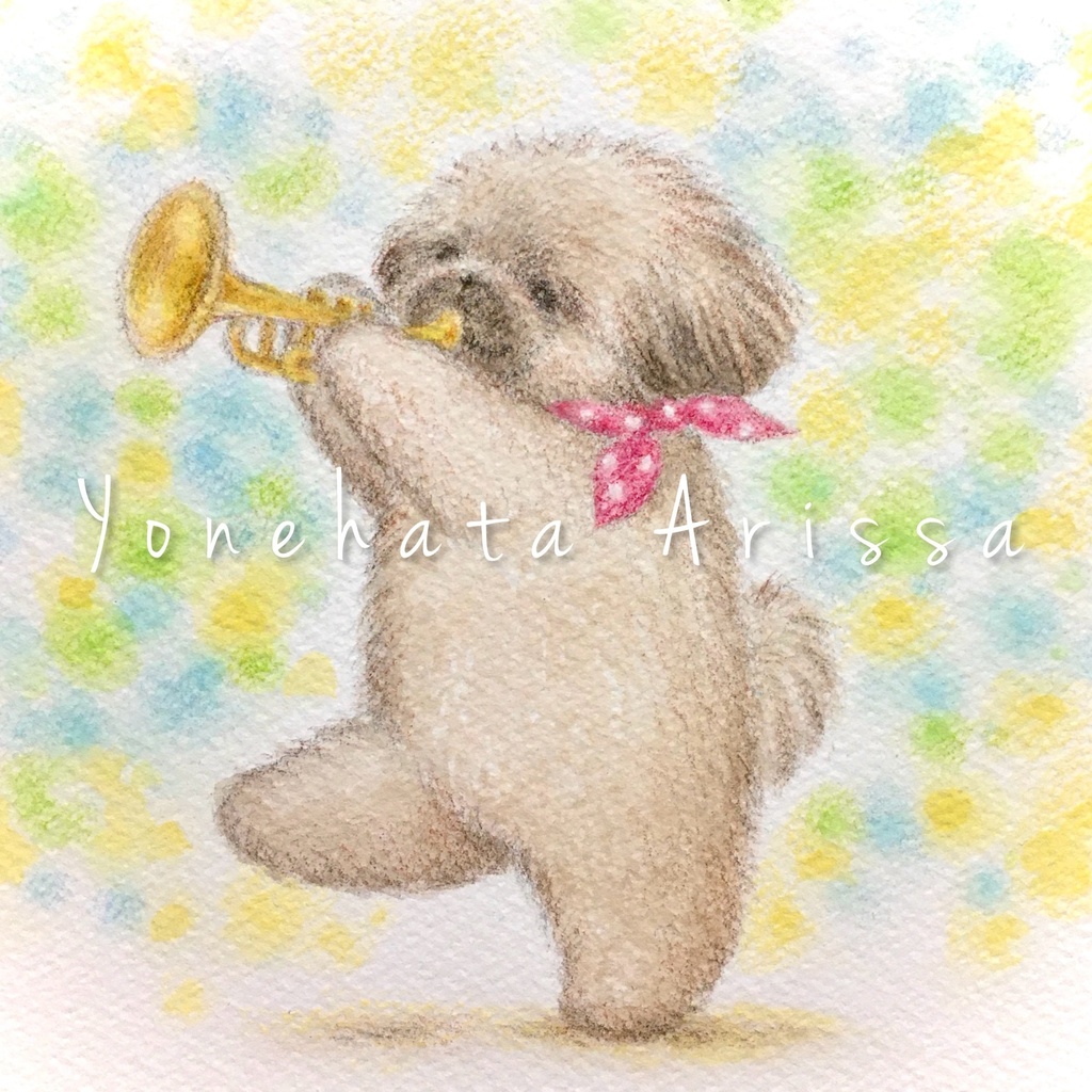 原画作品「ペキニーズとラッパ」