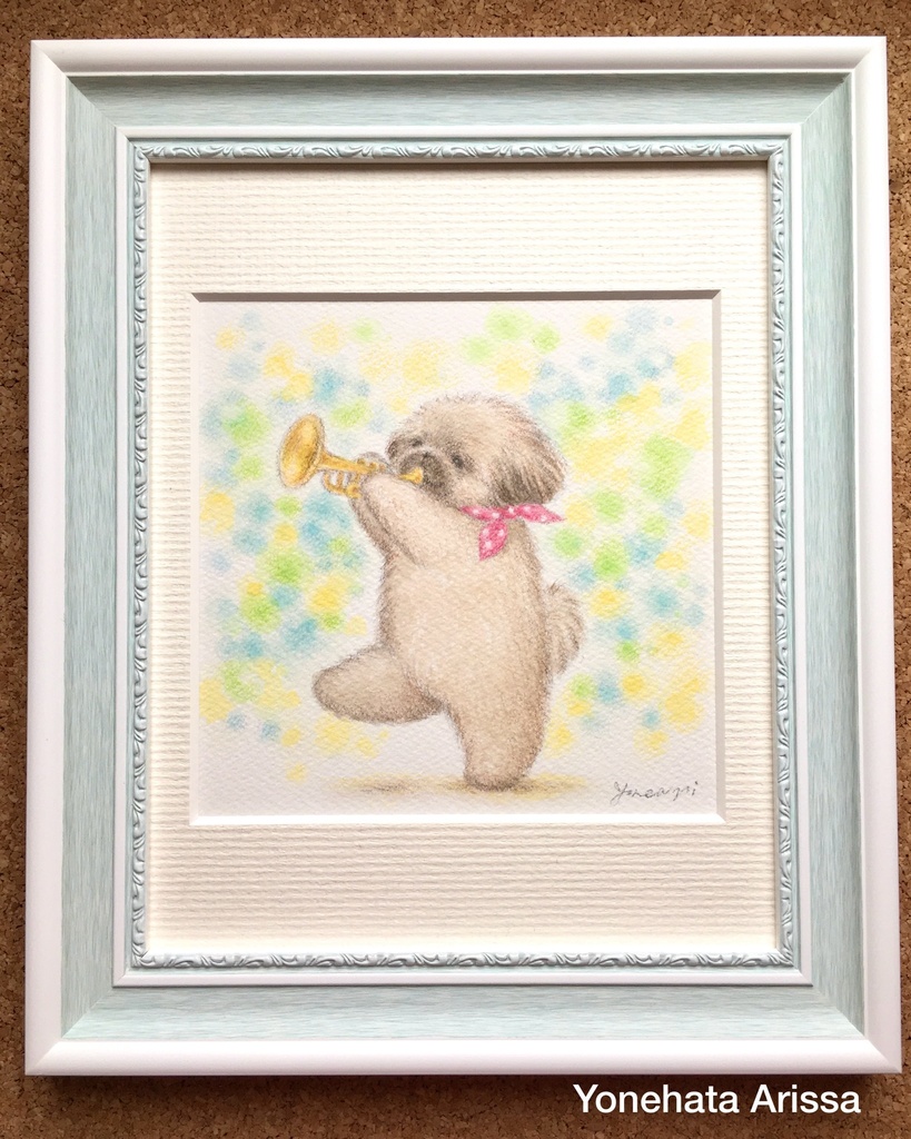 原画作品「ペキニーズとラッパ」