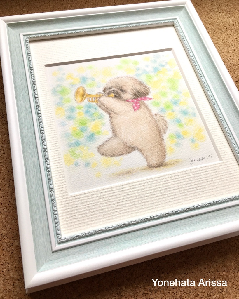 原画作品「ペキニーズとラッパ」