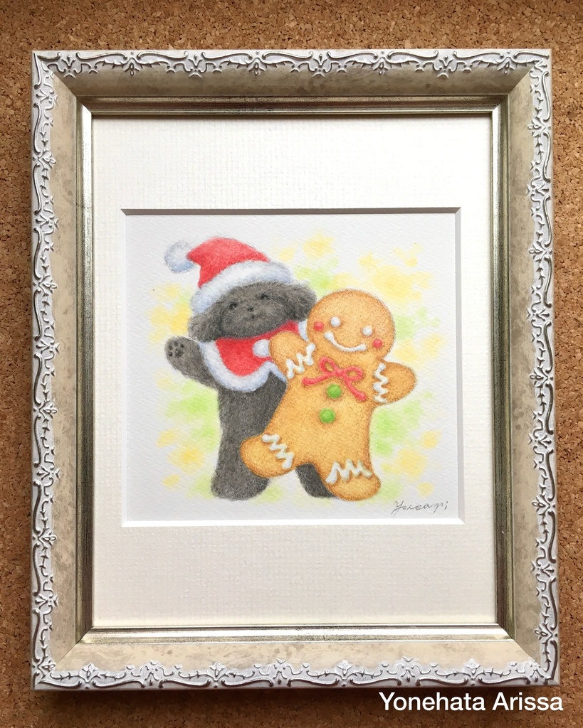 原画作品「ブラックトイプードルとジンジャーマンクッキー」