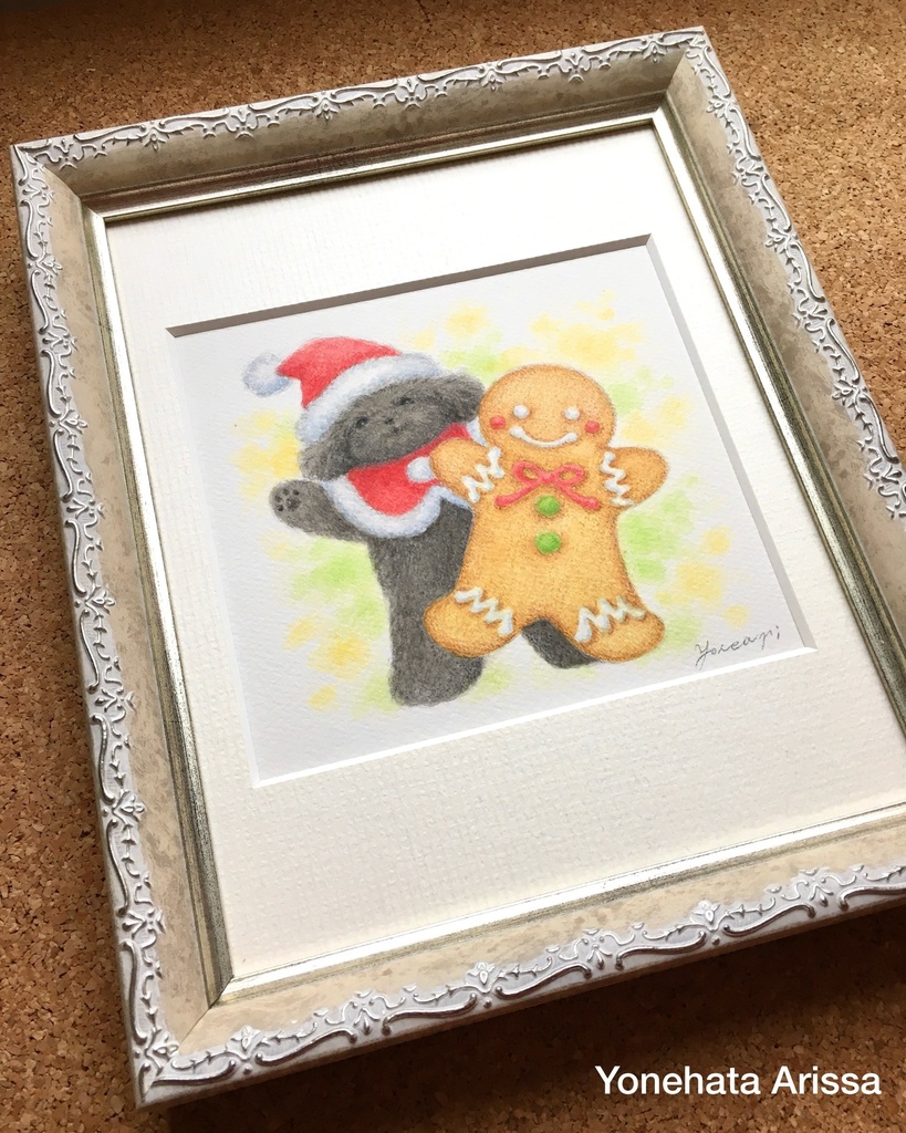 原画作品「ブラックトイプードルとジンジャーマンクッキー」