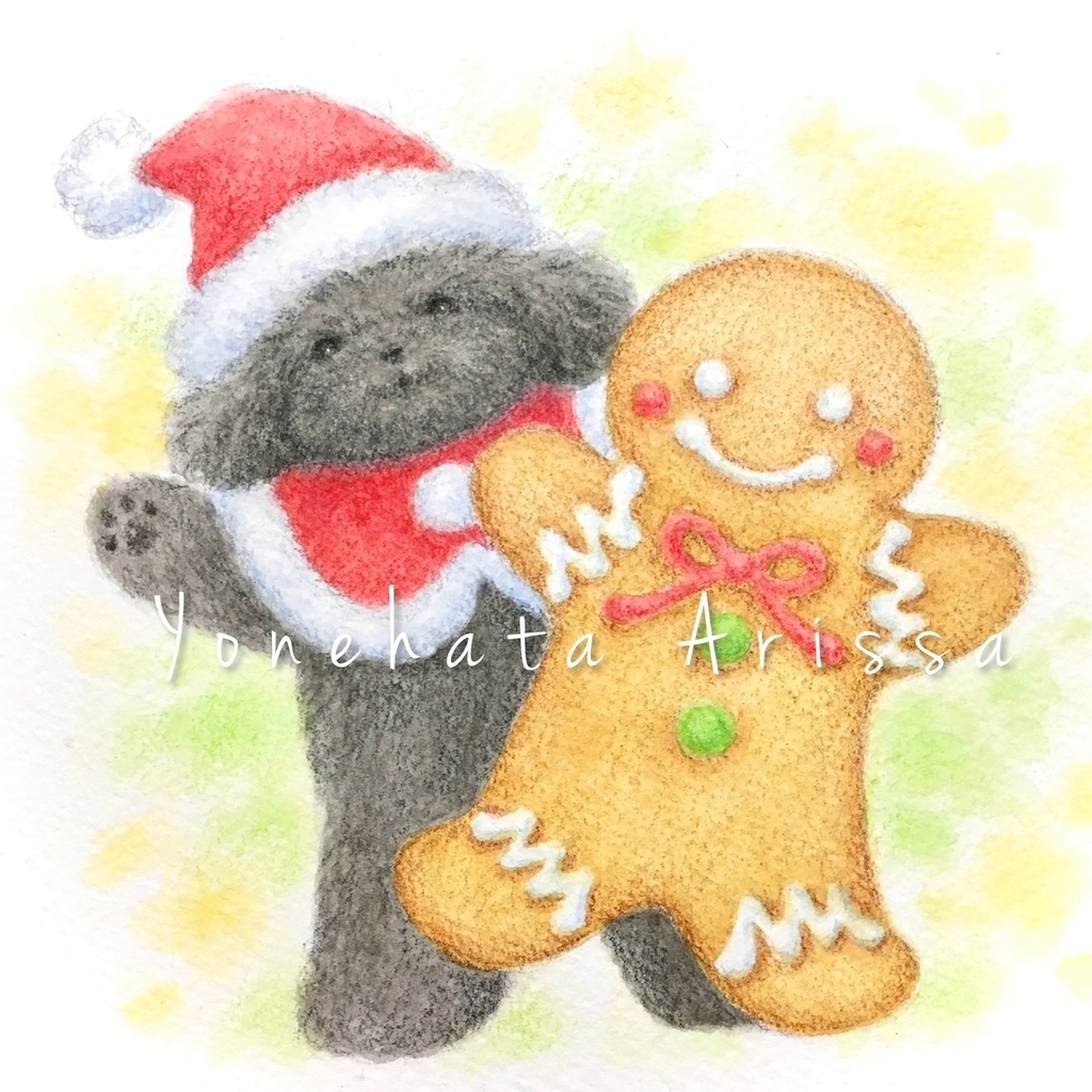 原画作品「ブラックトイプードルとジンジャーマンクッキー」