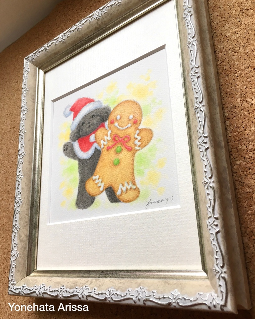 原画作品「ブラックトイプードルとジンジャーマンクッキー」