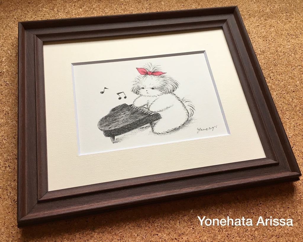 原画作品「ピアノ練習中のシーズー」