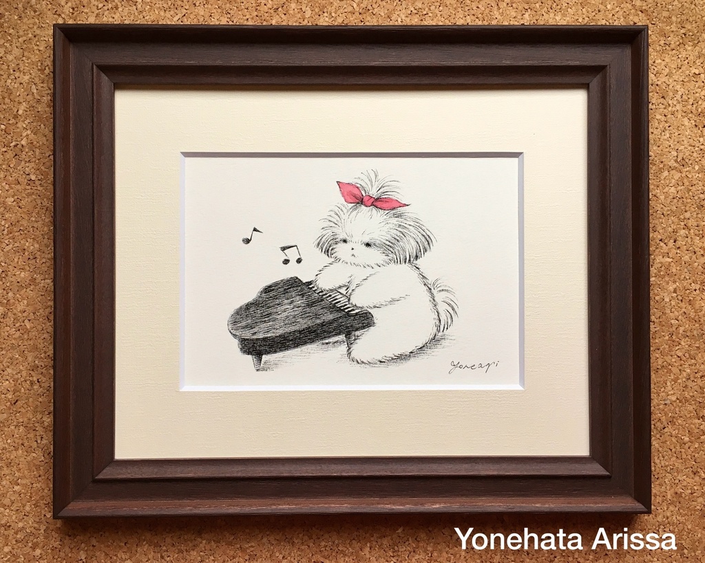 原画作品「ピアノ練習中のシーズー」