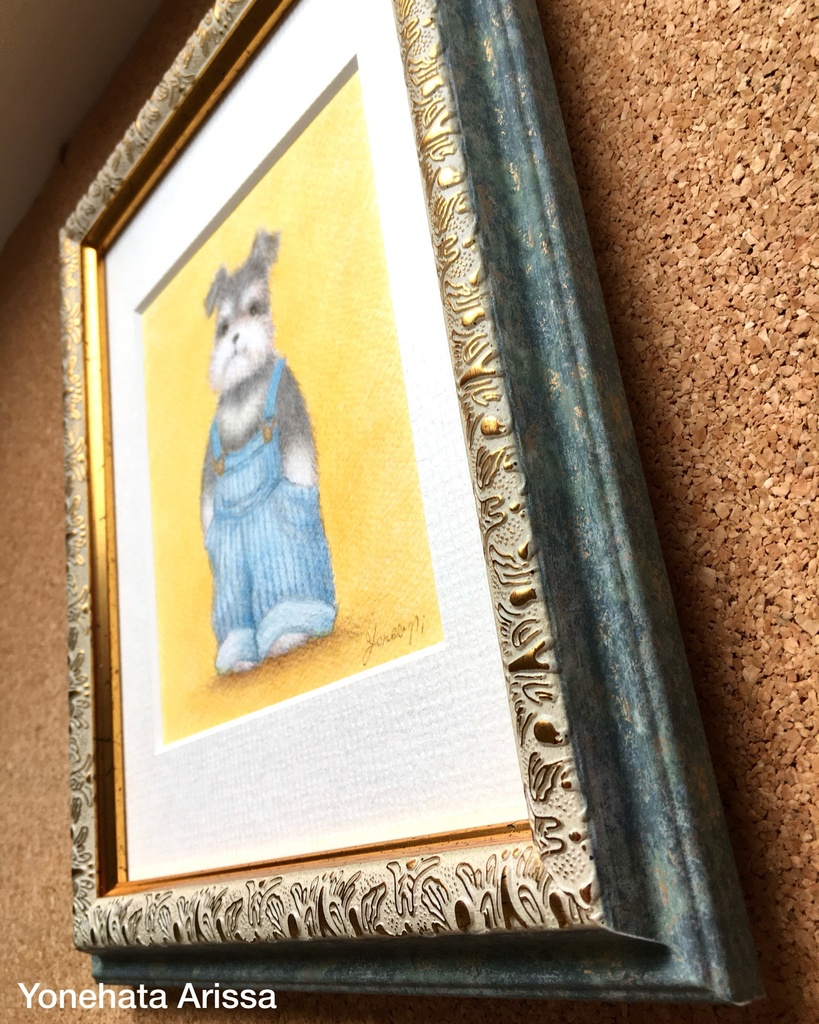 原画作品「オーバーオールを着たシュナウザー」