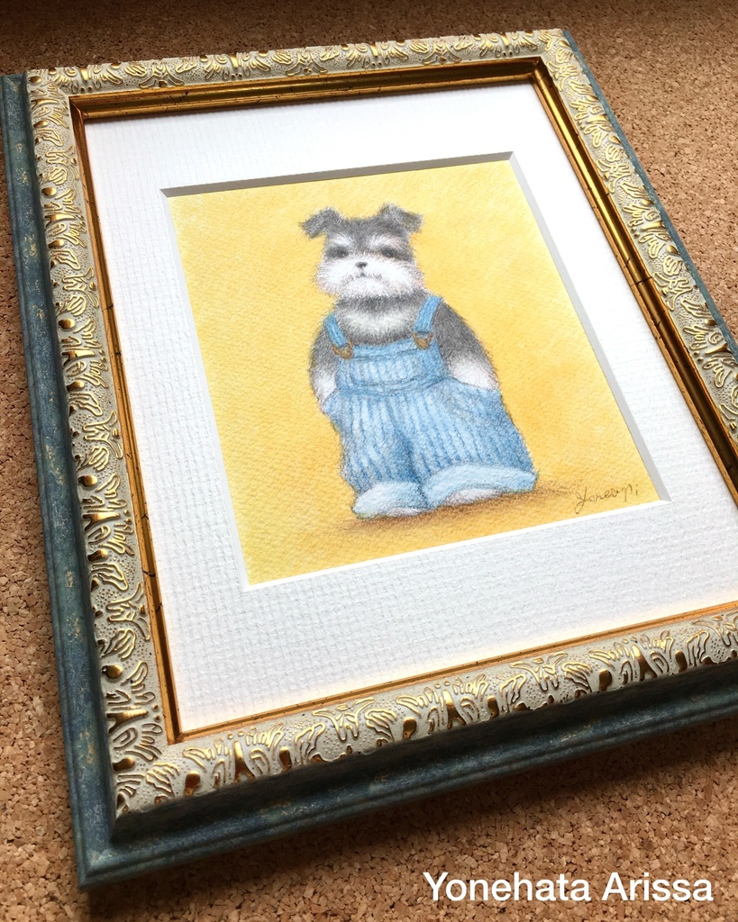 原画作品「オーバーオールを着たシュナウザー」