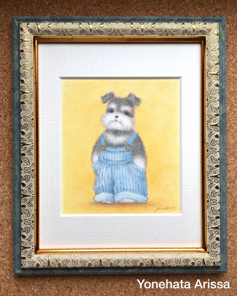 原画作品「オーバーオールを着たシュナウザー」