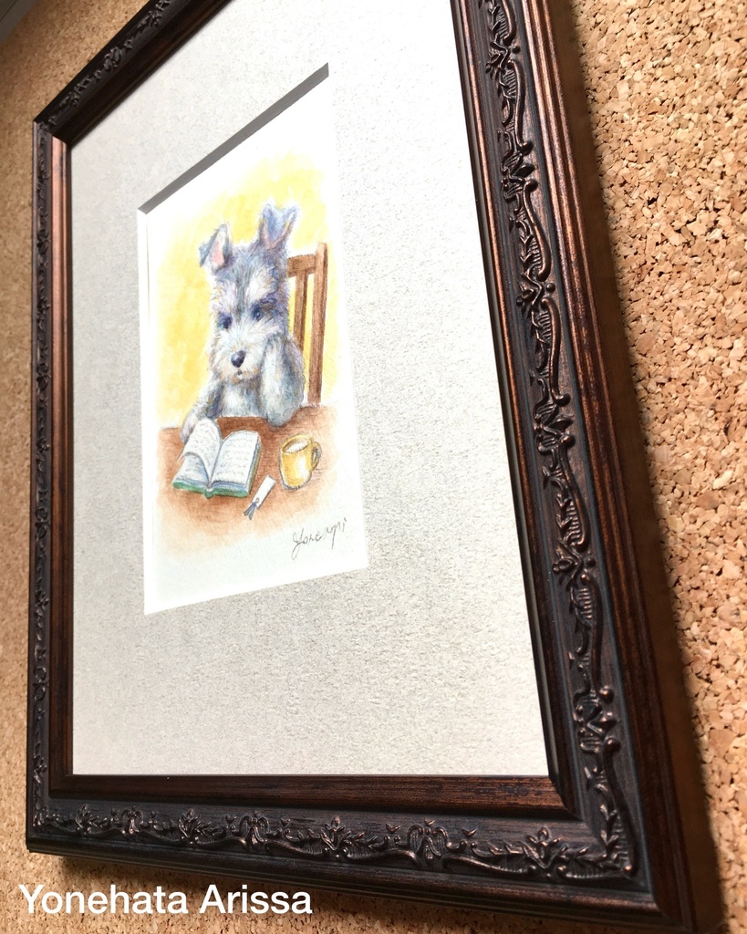 原画作品「本を読むシュナウザー」