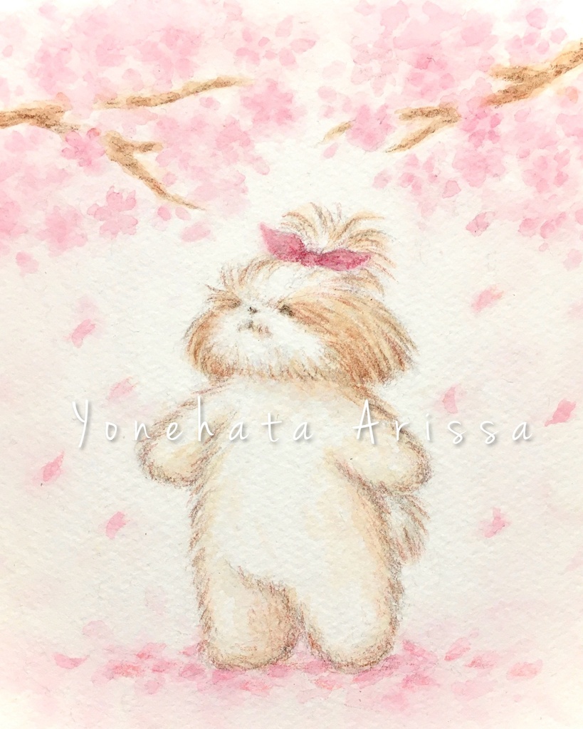 原画作品「桜とシーズー」